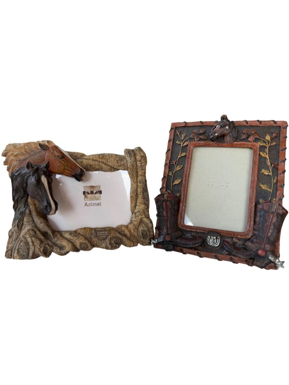 Set of 2 Horse Theme Decorative Ceramic Photo Frames (See Photo Sizes)